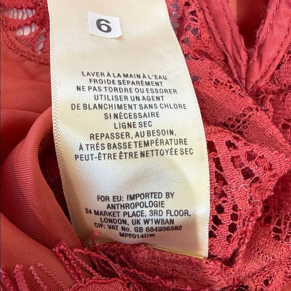 NWT Anthropologie Moulinette Soers Top Blouse Size M Lace Silky Rust Color - Picture 9 of 10